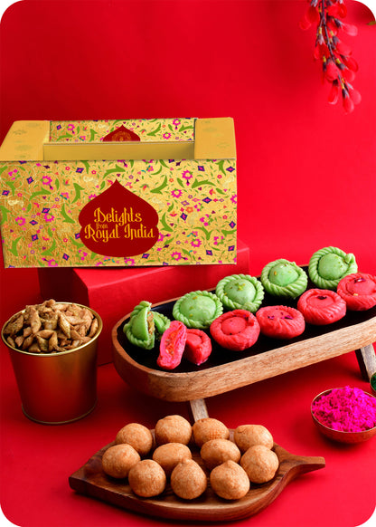 Holi Gift Pack Pista & Rose Chandrakala, Pudhina Paare & Kachori