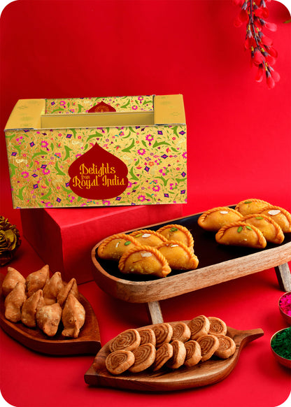 Holi Gift Pack Shahi Gujiya, Bhakarwadi, & Samosa