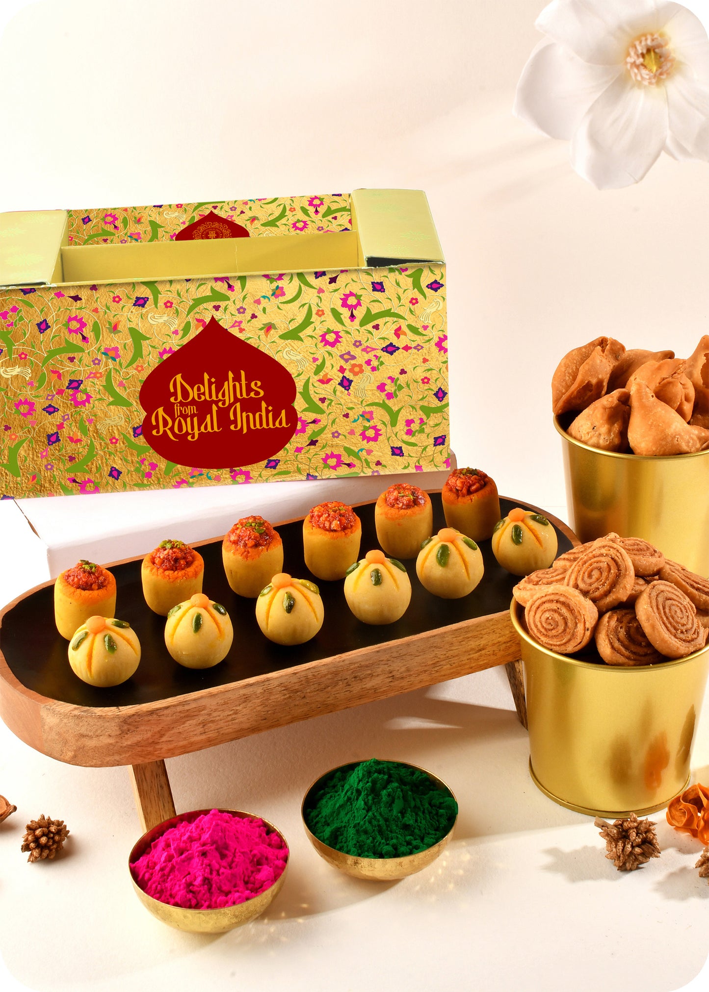 Holi Gift Pack Thandai & Pan Laddoo, Samosa, & Bhakarwadi