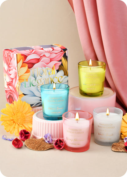 Floral Elegance Scented Candle Set of 4