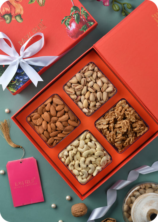 Premium Exotic Gifting Tray : Tropical Cashew Almond Pistachio Walnut