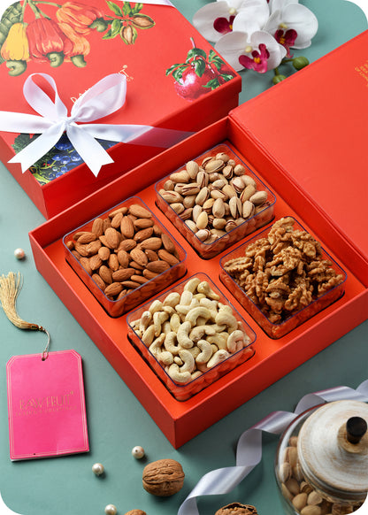 Premium Exotic Gifting Tray : Tropical Cashew Almond Pistachio Walnut