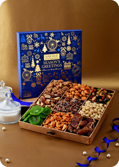 Seasons Greeting Gift Tray with Tropical Dry and Dried Fruits Premium