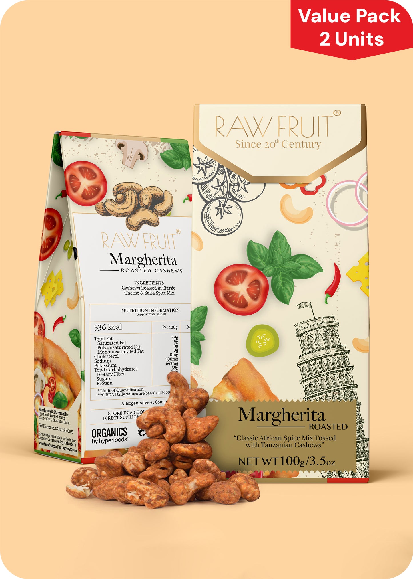 Italian Margherita Roasted Cashew Pack of 2