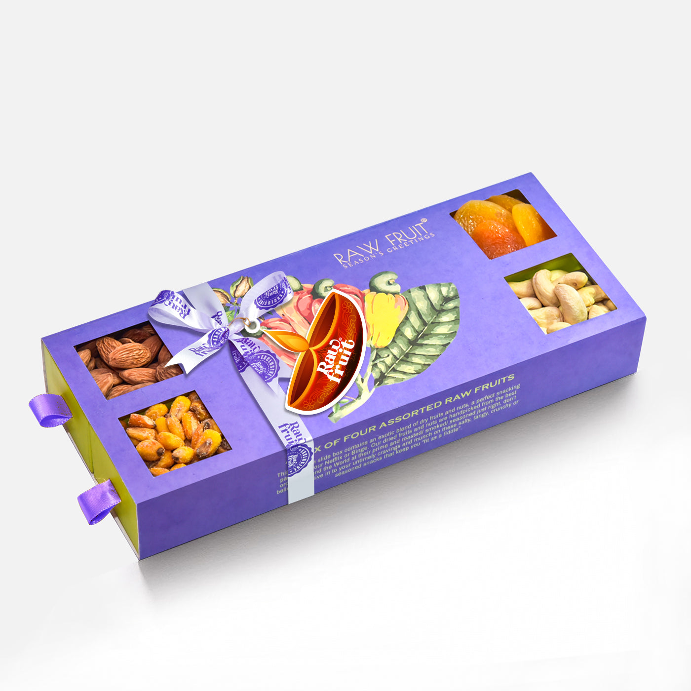 HyperFoods RawFruit Diwali gift Dry fruit box | JUMBO BOX-II of 4 Dry fruit gift pack with Apricot Corn Cashew Almond | Diwali Gifts for family and friends Diwali Gift hampers - HyperFoods.in