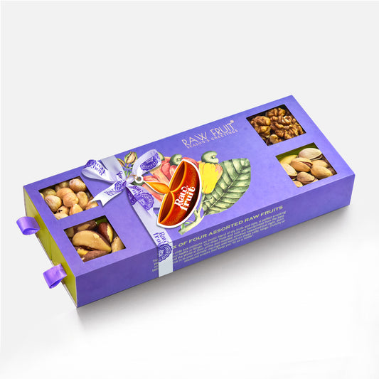 HyperFoods RawFruit Diwali gift Dry fruit box | Premium Box-I of 4 Dry fruit gift pack with Walnut Brazil Nut Hazel Nut | Diwali Gifts for family and friends Diwali Gift hampers - HyperFoods.in